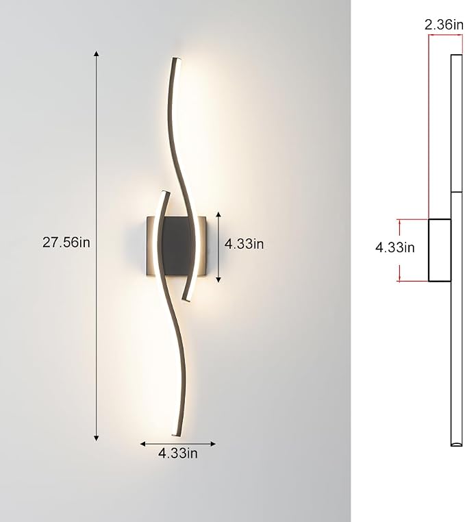 Daunton Modern Hardwired Wall Sconce Set of 2, LED Black Wall Light - Image 9