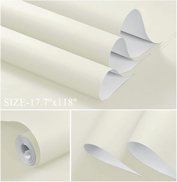 Dimoon 394''x17.7'' White Peel and Stick Wallpaper Contact Paper Modern Self - Image 2