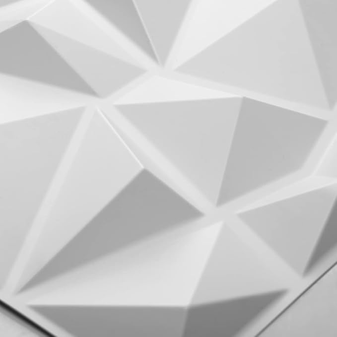 Art3d Decorative 3D Wall Panels in Diamond Design, 11.8"x11.8" Matt White - Image 7
