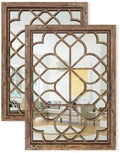 Set of 2 19x26 Inch Large Redbrown Shatterproof Rectangular Wall Mirrors by HMANGE