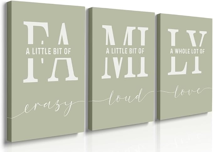 GUBIYU Farmhouse Family Wall Art Set of 3, Home Love Framed Canvas Prints by GUBIYU