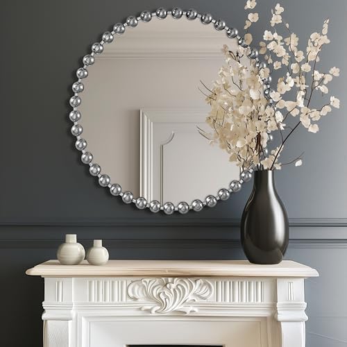 Madison Park Round Mirror, Metal Frame Circle Mirror 27 inch, Wall Art Decor - Image 10