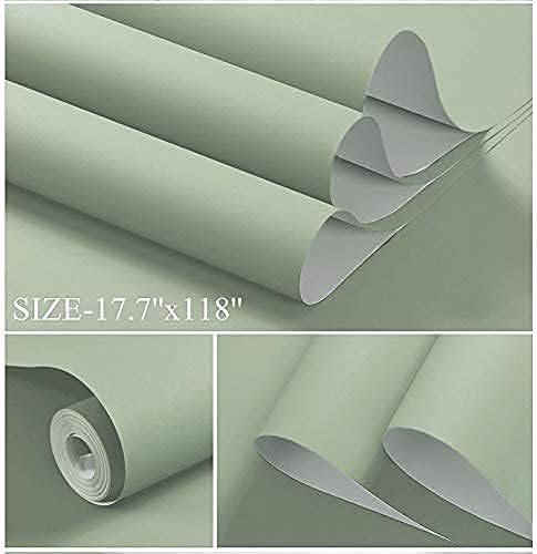 Dimoon 787''x17.7'' Green Peel and Stick Wallpaper Contact Paper Modern Self - Image 3