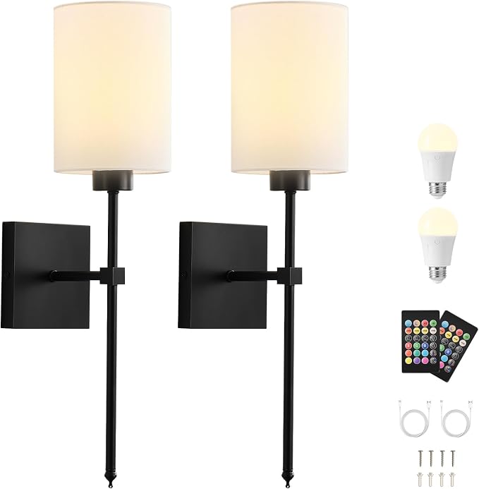 KARTOOSH Battery Operated Wall Sconce Set of Two, Wireless Rechargeable Wall - Image 9