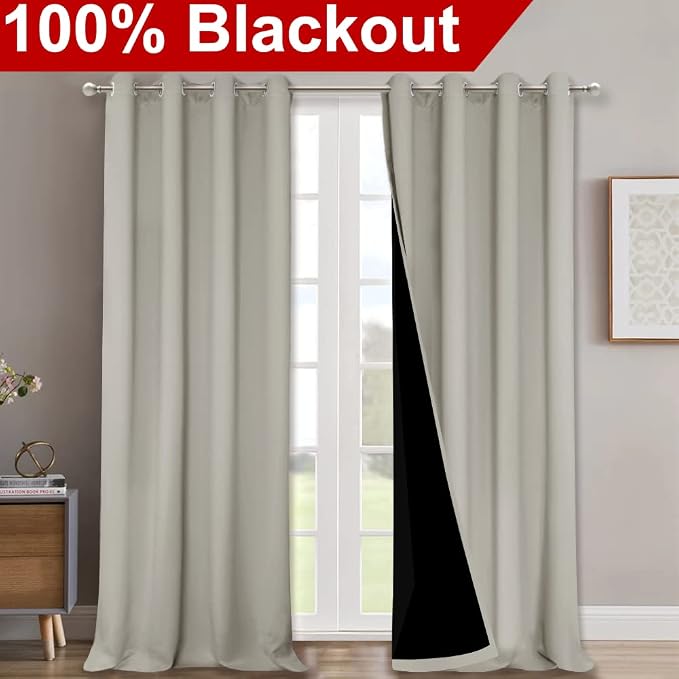 NICETOWN Full Shading Curtains 90 inches Long 2 Panels Set - Image 2