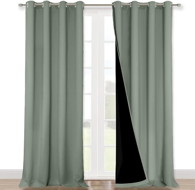 NICETOWN Full Shading Curtains for Windows, Super Heavy-Duty Black Lined by NICETOWN