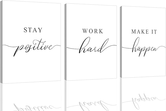 Framed Canvas Wall Art Work Quote, Office Wall Art Decor, Stay positive work by EPHANYART
