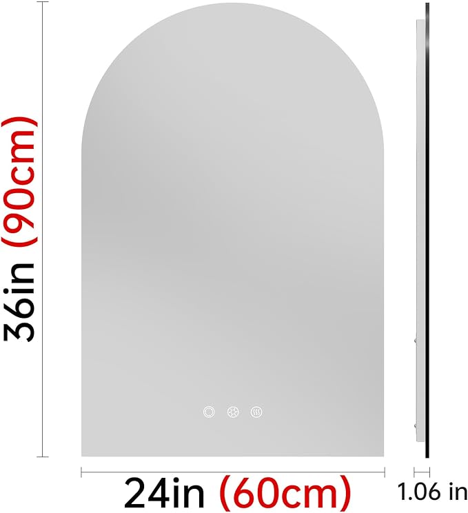 Arched Backlit Mirror Bathroom 24"x36"- Frameless LED Bathroom Mirror - Image 9