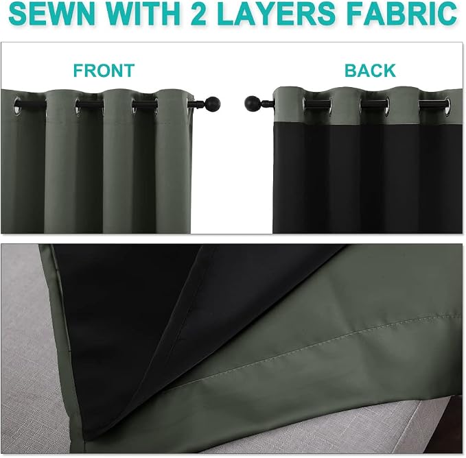 NICETOWN 100% Blackout Blinds, Dark Mallard, Laundry Room Decor Window - Image 5