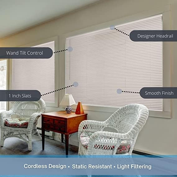 Lotus & Windoware Cordless 1" Vinyl Mini Blind 32" Wide x 64" Long - Image 6