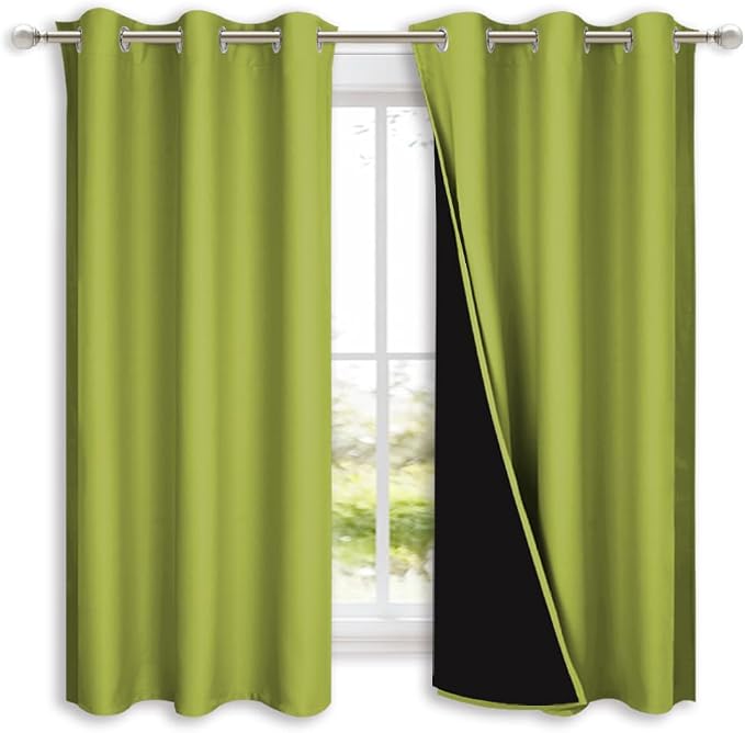 NICETOWN 100% Blackout Curtains 54 inches Long, Fresh Green, 1 Pair, 42 inches by NICETOWN
