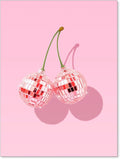 jkahh Pink Disco Ball Cherry Poster Retro Funky Preppy Fruit Wall Art Trendy by Unknown