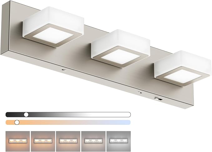 Ralbay 5 Color Temperature Brushed Nickel Bathroom Vanity Lights Dimmable by RalbayLighting