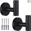 2 Pack Bathroom Towel Hooks Wall Mount Hooks Matte Black Towel Racks Coat Hooks by Homagic