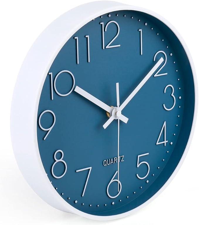 jomparis 10 Inch Cerulean Wall Clock Battery Operated Silent & Non-Ticking Wall - Image 3