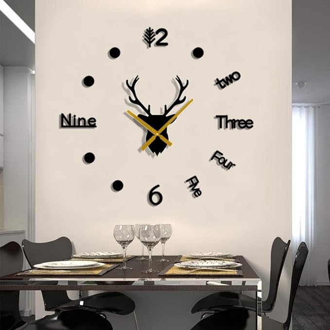 DIY 3D Wall Clock Large Frameless Watch Mirror Surface Wall Art Clock by LOZMOM