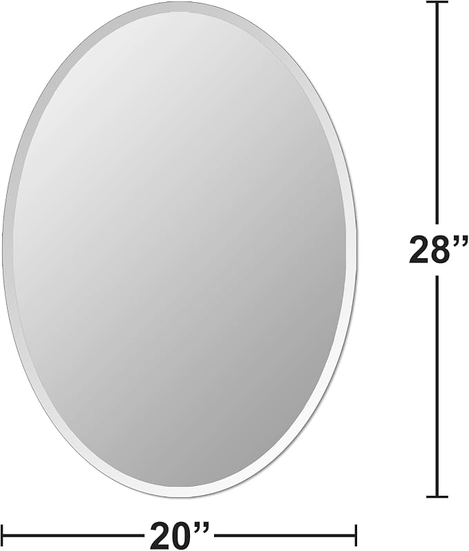 Bathroom Mirror for Over Sink, Oval Frameless Mirror, Beveled Polished Wall - Image 3