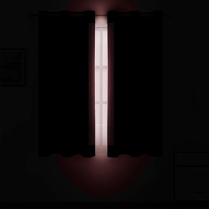 LEMOMO Burgundy Red Blackout Curtains 42 x 54 Inch Length Set of 2 Panels - Image 3