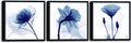 Wieco Art Framed Blue Abstract Flowers 3 Panels Canvas Prints Wall Art Modern by WiecoArt
