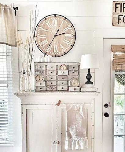 EMAX HOME 24 Inch Large Farmhouse Wall Clock, Rustic Antique Wood - Image 6