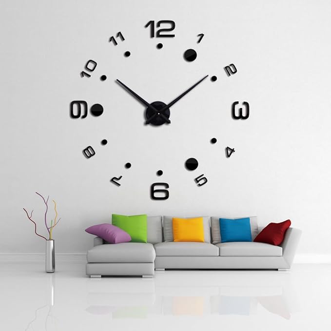 DIY 3D Wall Clock Large Frameless Watch Mirror Surface Wall Art Clock - Image 2
