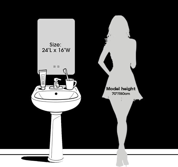 LED Bathroom Mirror, 16 x 24 Inch Anti-Fog Bathroom Mirror - Image 5
