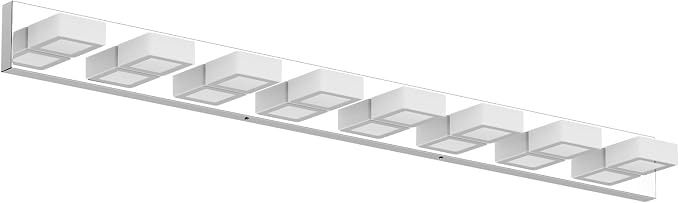 Ralbay 52" Modern Chrome Vanity Lights 8 Lights Acrylic Stainless Steel LED by RalbayLighting