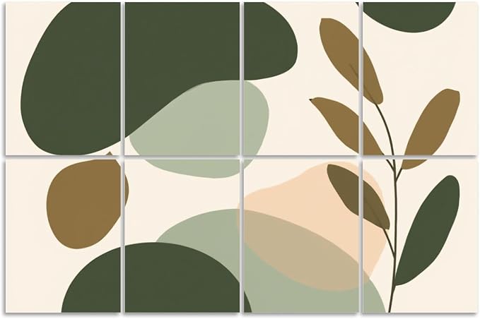 8 Pack Art Acoustic Panels Sound Absorbing Boho Botanical Leaf Orange Green by Unknown
