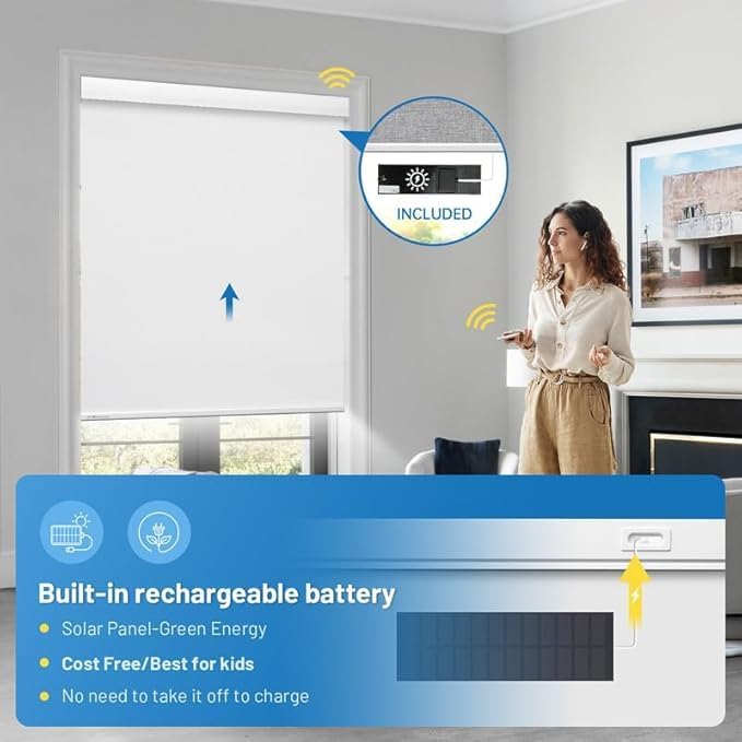Motorized Blinds with Remote, Cordless Smart Blinds with Valance Cover - Image 2