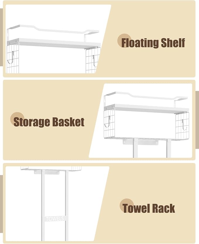 Aetyord Towel Racks for Bathroom 31inch Wall Mounted Towel Rack, Floating Shelf - Image 2