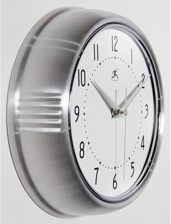 Infinity Instruments LTD. Retro 9 inch Silent Sweep Non-Ticking Mid Century - Image 3