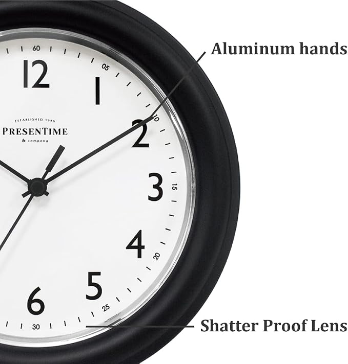 PresenTime & Co. 8.5" Modern Farmhouse Essential Wall Clock, Silent non Ticking - Image 3