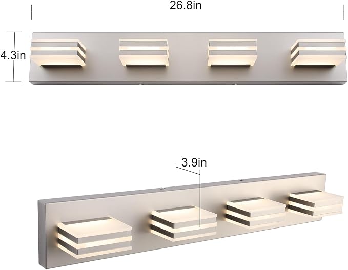 4-Light LED Brushed Nickel Vanity Lights - Image 5