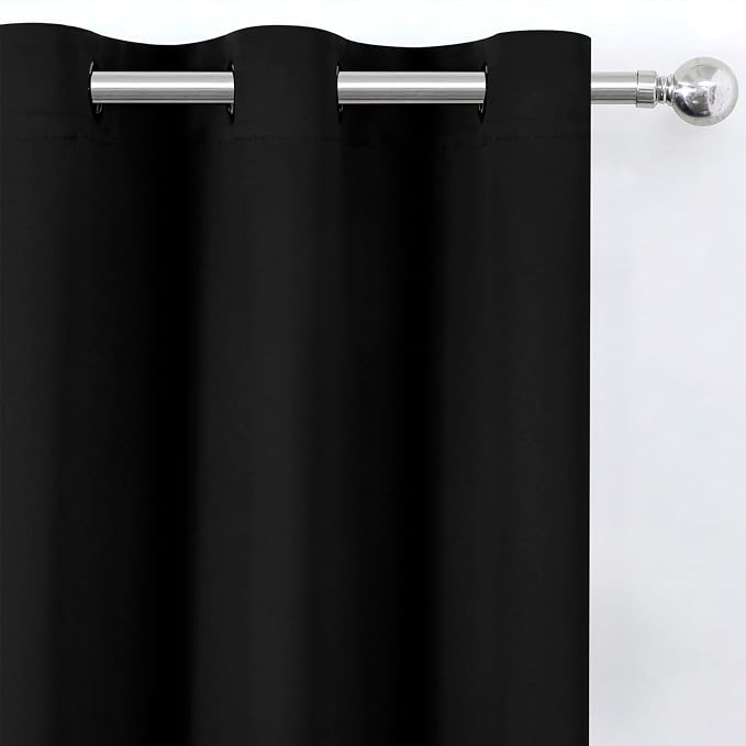 LEMOMO Blackout Curtains 66 x 54 Inch Long Black Curtains Set of 2 Panels Room - Image 6