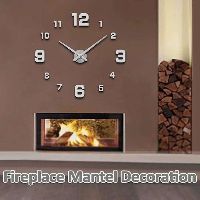 Mintime Modern Frameless DIY Wall Clock Large 3D Wall Watch Mirror Numbers - Image 8