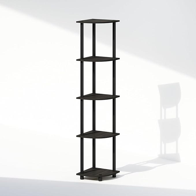 Furinno Turn-N-Tube Storage Shelves, 5-Tier Book Shelf, Corner Shelf, Toolless - Image 5