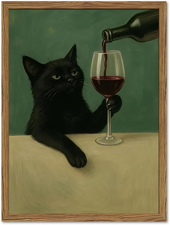 Funny Black Cat Wall Art Moody Black Cat by WARTHZwallart