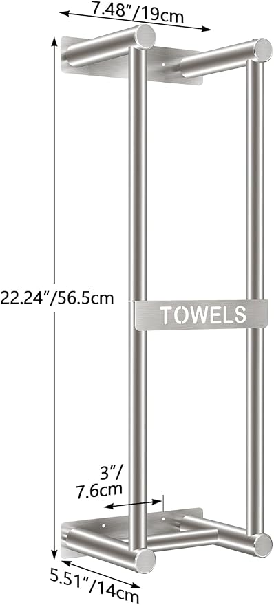 Towel Racks for Bathroom, STWWO Towel Storage for Small Bathroom 22inch - Image 5