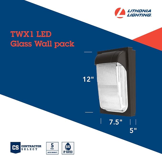 Lithonia Lighting 7.5" Mini LED Wall Pack Outdoor Light Fixture, Building Wall - Image 5