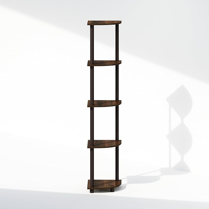Furinno Turn-N-Tube Storage Shelves, 5-Tier Book Shelf, Corner Shelf, Toolless - Image 6