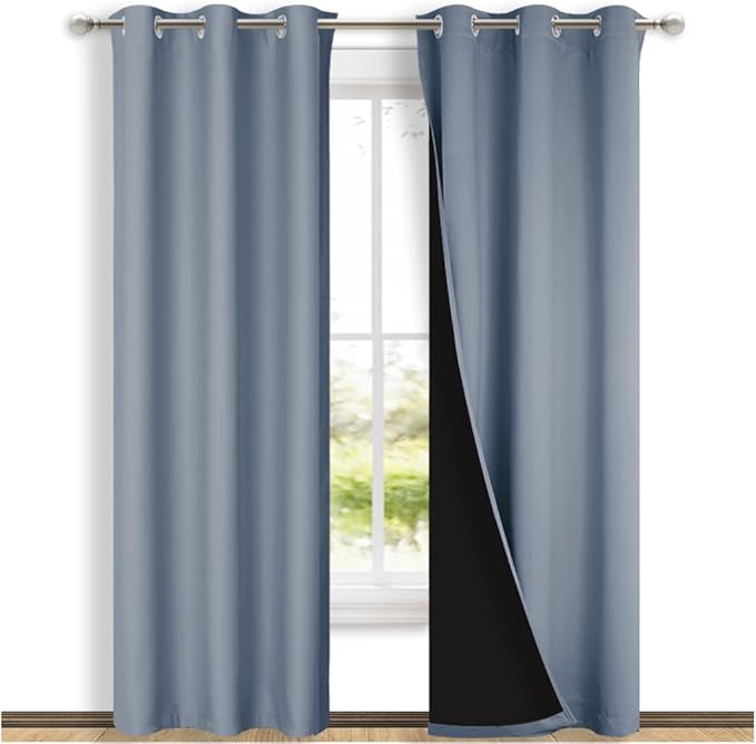NICETOWN Vintage Blue Full Shade Curtain Panels, Pair of Thermal Insulated & by NICETOWN