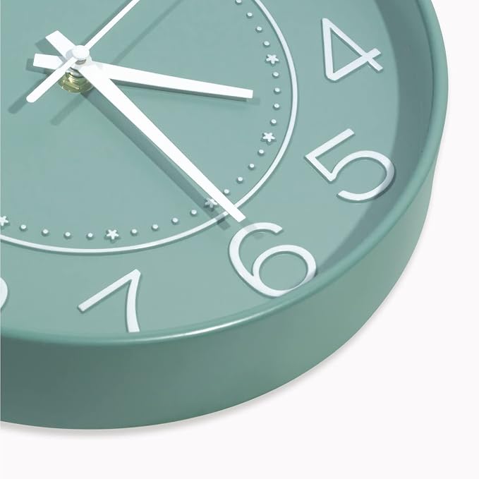 HZDHCLH 10 inch Small Wall Clock, Battery Operated, Mint Green, Modern Quartz - Image 3
