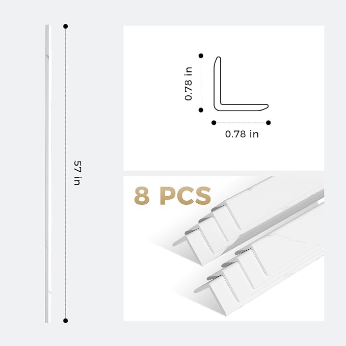 OUZUGIE 8-Pack 57 Inches, WPC Slat Wall Panel Trim, Corner Guard - Image 3