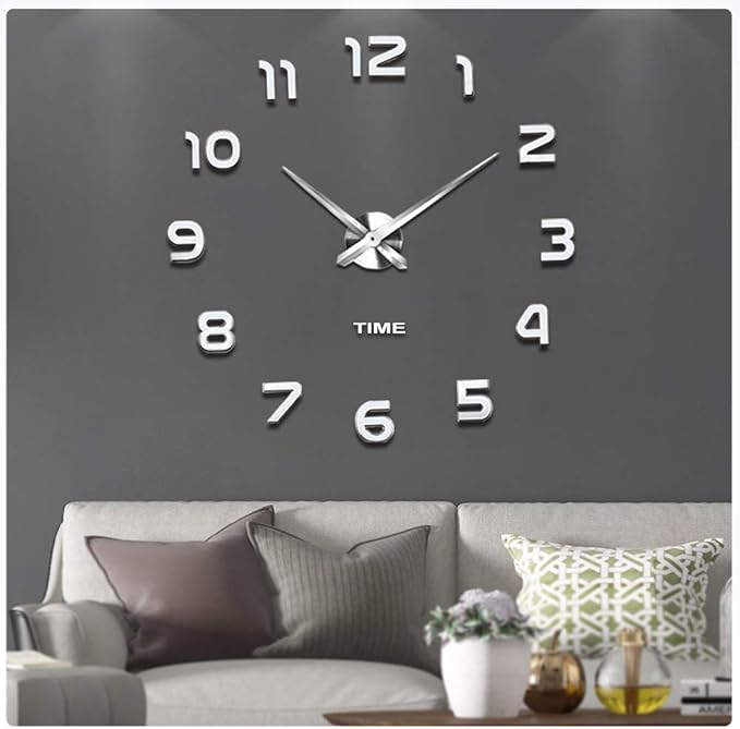 VANGOLD Frameless DIY Wall Clock 3D Mirror Wall Clock Large Mute Wall Stickers by Vangold