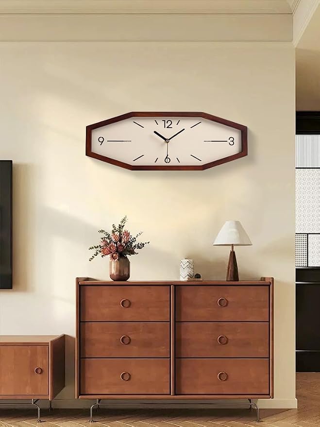 DaguyS Wooden Retro Wall Clocks, 18 Inches Square Clocks Rectangular Wall Clock - Image 4
