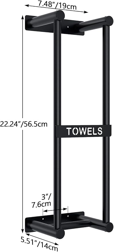 STWWO Towel Racks for Bathroom Wall Mounted, 22inch Wall Towel Rack for Rolled - Image 5