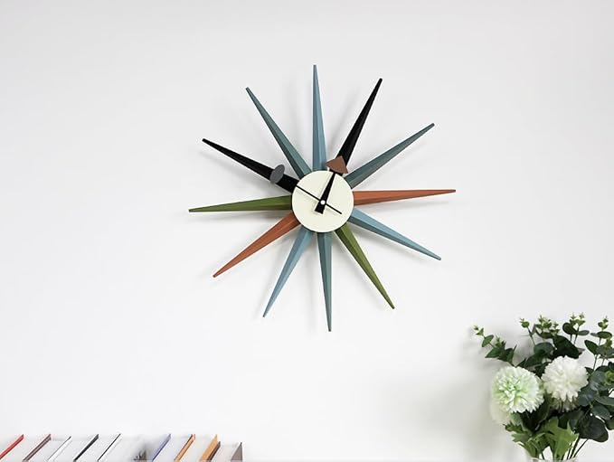 Mid Century Modern Wall Clock Large Silent Non Ticking 18 inch Solid Wood Retro - Image 9