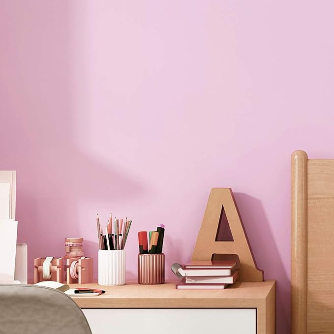 197"x17.7" Pink Wallpaper Solid Color Peel and Stick Wallpaper Pink Contact - Image 9