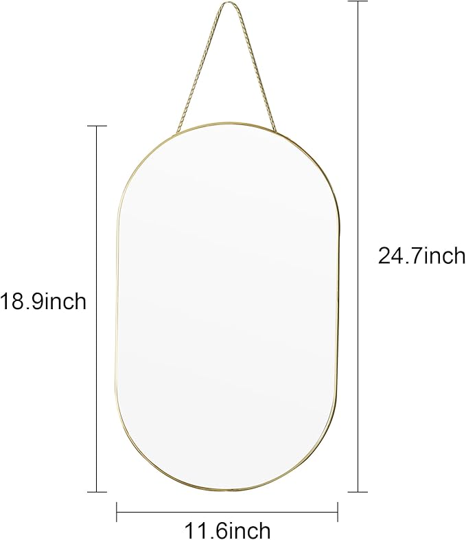 Oval Wall Mirror with Lanyard, High Definition Bathroom Mirror - Image 2