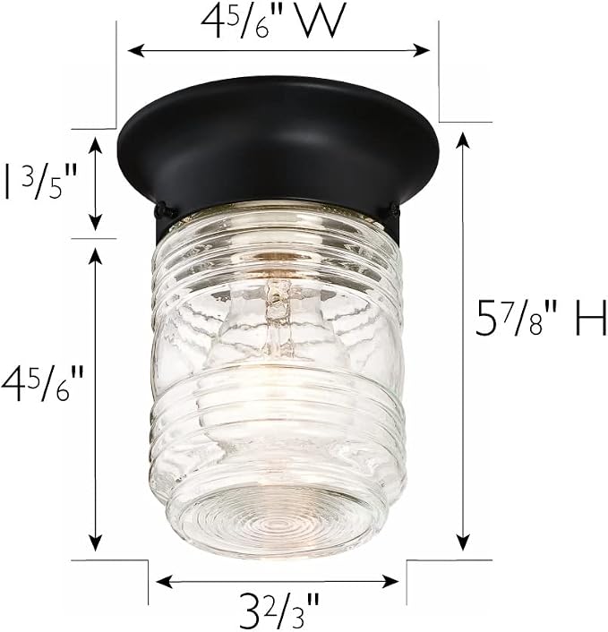Design House 2-Pack Jelly Jar 1-Light Indoor/Outdoor Flush Mount Ceiling Light - Image 2
